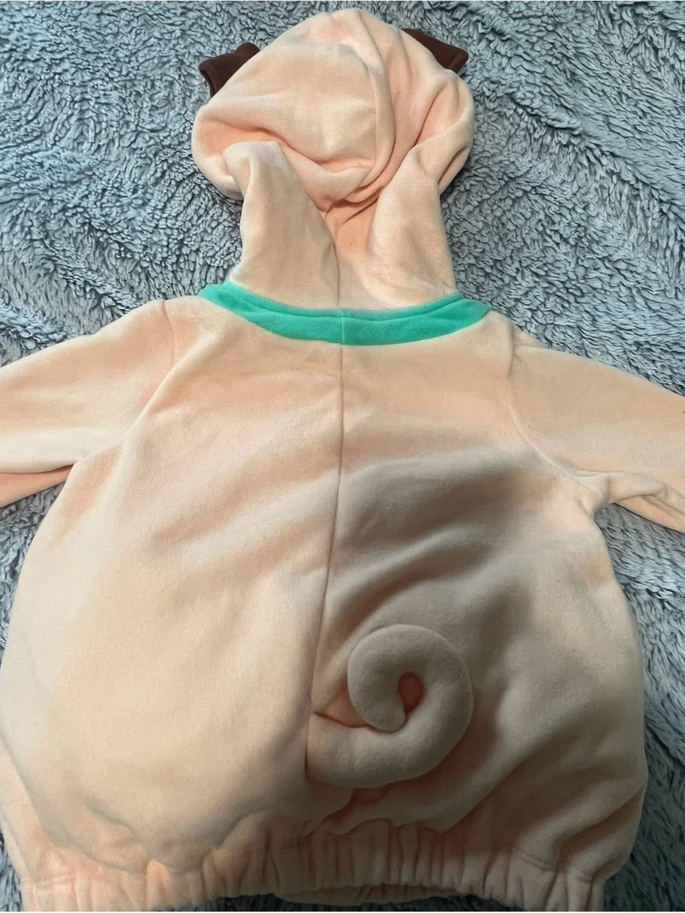 Carter's Peach Hooded Puppy One-Piece with Teal Trim